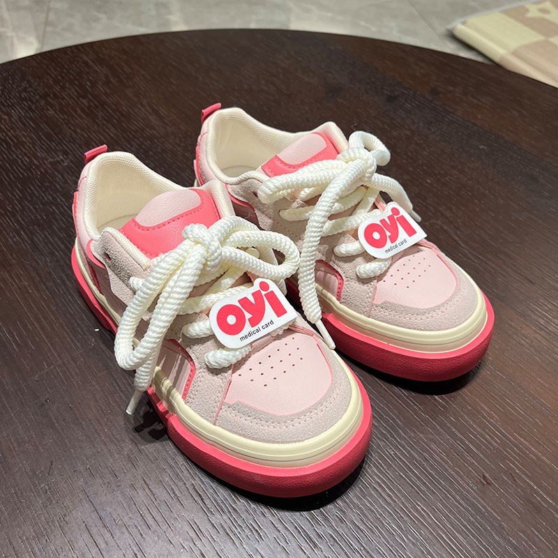 启讯女鞋旗舰店 35-43码皮面小白鞋女百搭多巴胺休闲鞋平底板鞋41