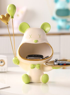 暴力熊托盘钥匙收纳摆件进门玄关客厅电视酒柜家居装饰品乔迁礼物