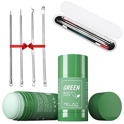 2pcs Green Tea Mask Stick for Face  with 4 Pcs Blackhead Rem