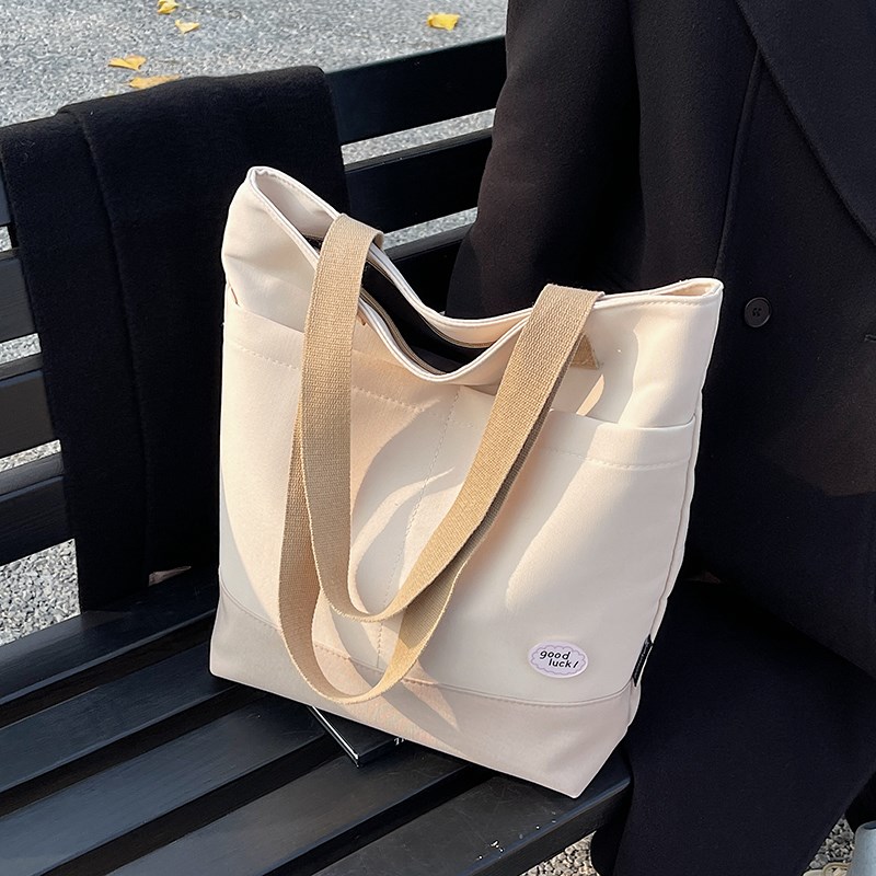 百搭ins帆布包女夏2025新款时尚轻便手提袋大容量学生补习托特包