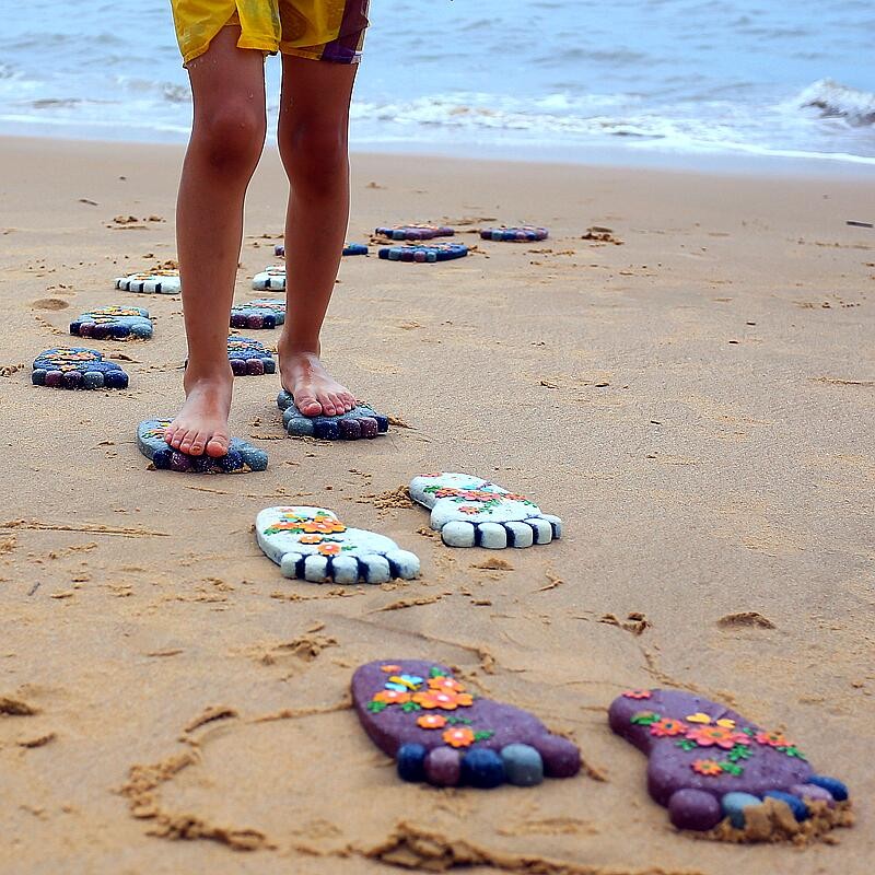 花园院子草坪铺路垫脚石田园幼稚园卡通装饰摆件儿童脚丫踏步石板