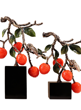 新中式名利双收荔枝玄关摆件客厅电视柜办公室装饰品乔迁新居礼品