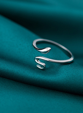 Lovely Snake Shape Open Adjustable Finger Ring for Women Sim