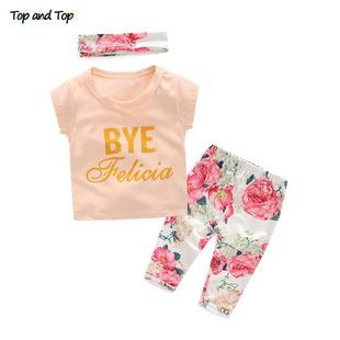 rt sleeve t-shirt trousers headband baby girl summer clothes
