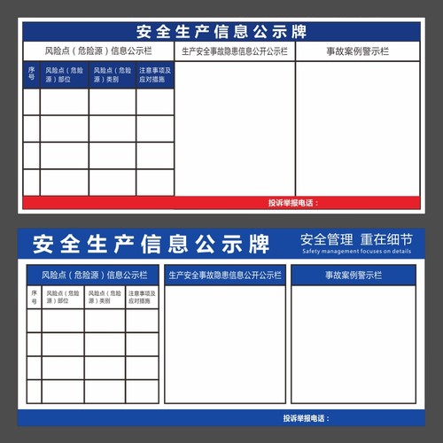 安全生产信息公示牌标志标识贴工厂仓库公告栏布告栏公示展板标贴