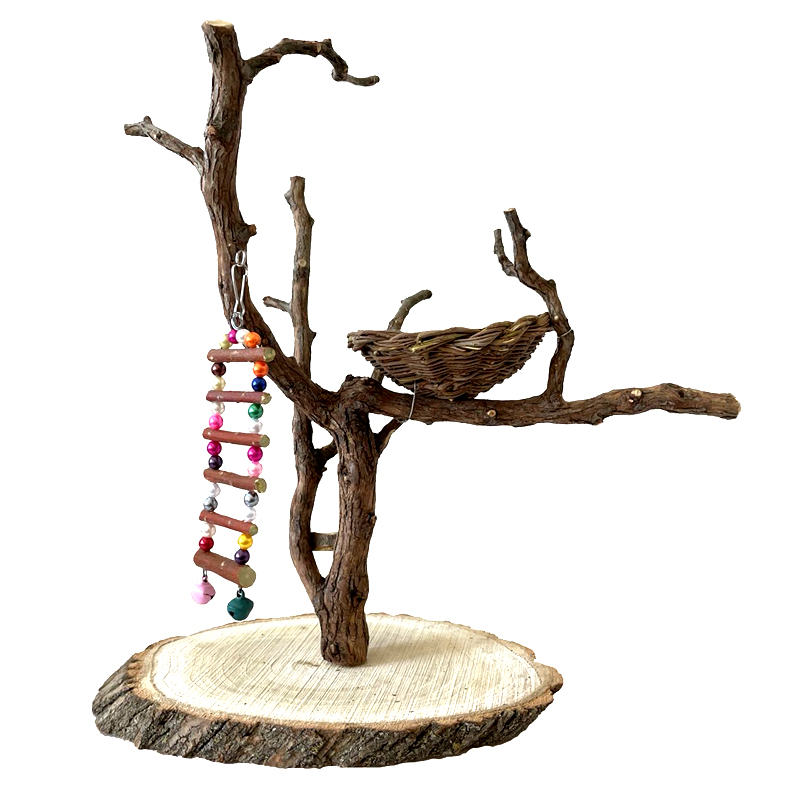 鹦鹉站架树枝鸟站架落地式训鸟架原木玄风站杆站台秋千鸟笼鸟用品