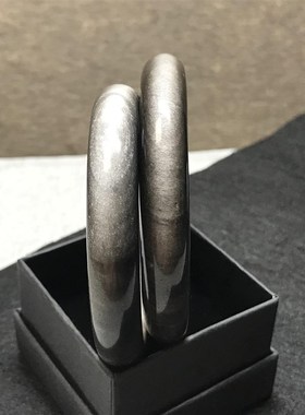 手镯天然曜石银黑猫眼女效应水晶镯子沙弹簧弹簧长压缩款男女回位