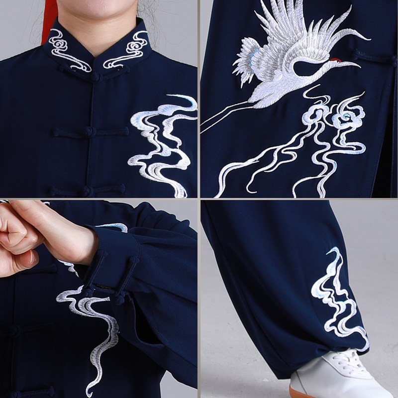 新品珍珠麻太极服女夏春秋拂衣表演服武术练功服太极男中国风武极
