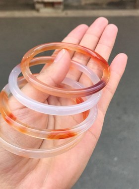 手镯天然款条黑镯圆玛瑙细女叮当和田玉髓镯子红美人藤青墨玉玉石