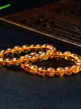 天然黄水晶单圈手链巴西暴力黄手串男女款饰品配饰节日礼物