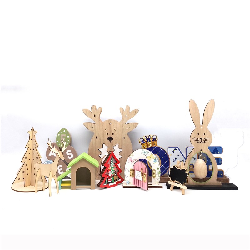 定批创意外贸木制工艺品手工挂件门牌兔复活节圣诞万圣节装饰摆件