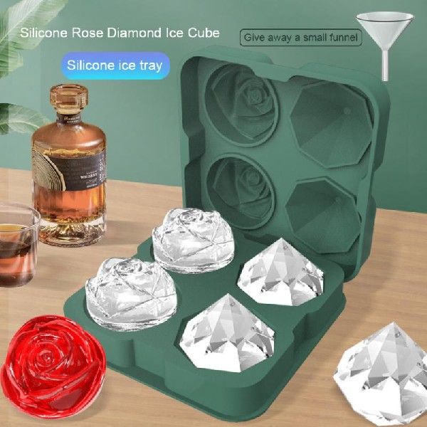 Rose Diamond Ice Cube Mold Candy Bar Whisky Cocktail Ice