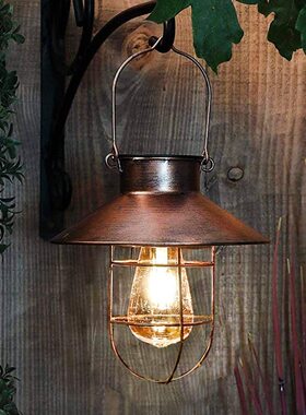 Solar Lantern Lamp Outdoor Hanging Waterproof Vintage Metal
