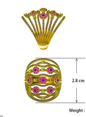 新品NEW rendy 8 Rows Flowers Bold Statement Ring for Women C