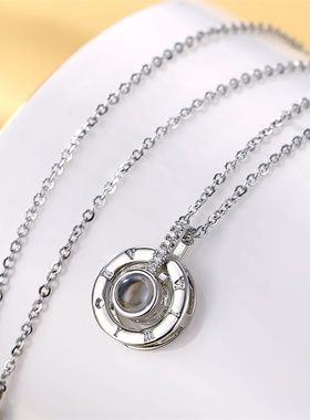 Letter Necklace 100 Languages I Love You Projection Pendant