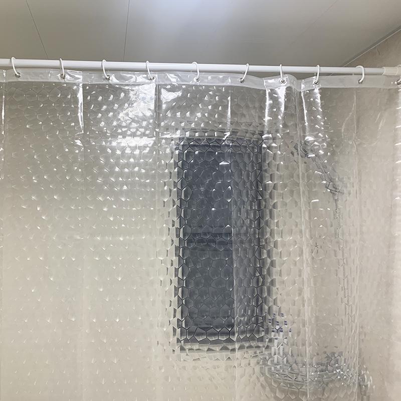 水立方纹加厚浴室挡水帘防霉浴帘厨房隔断帘防水REVA塑料透明透光
