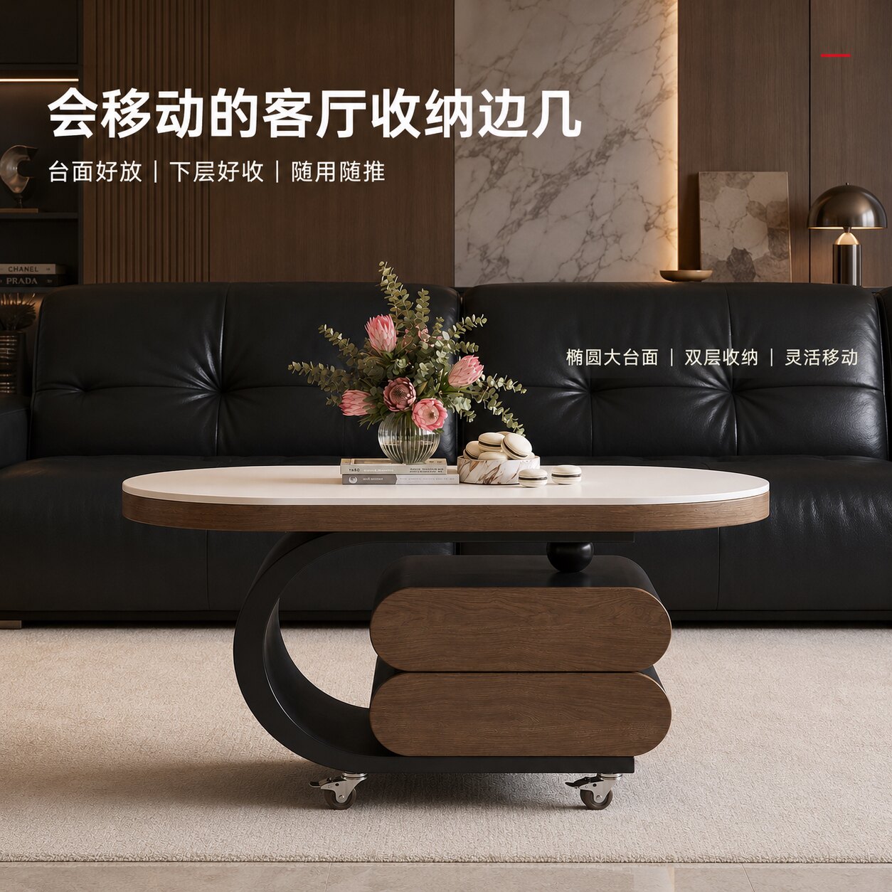 中古风实木侧边柜沙发边几小茶几图片