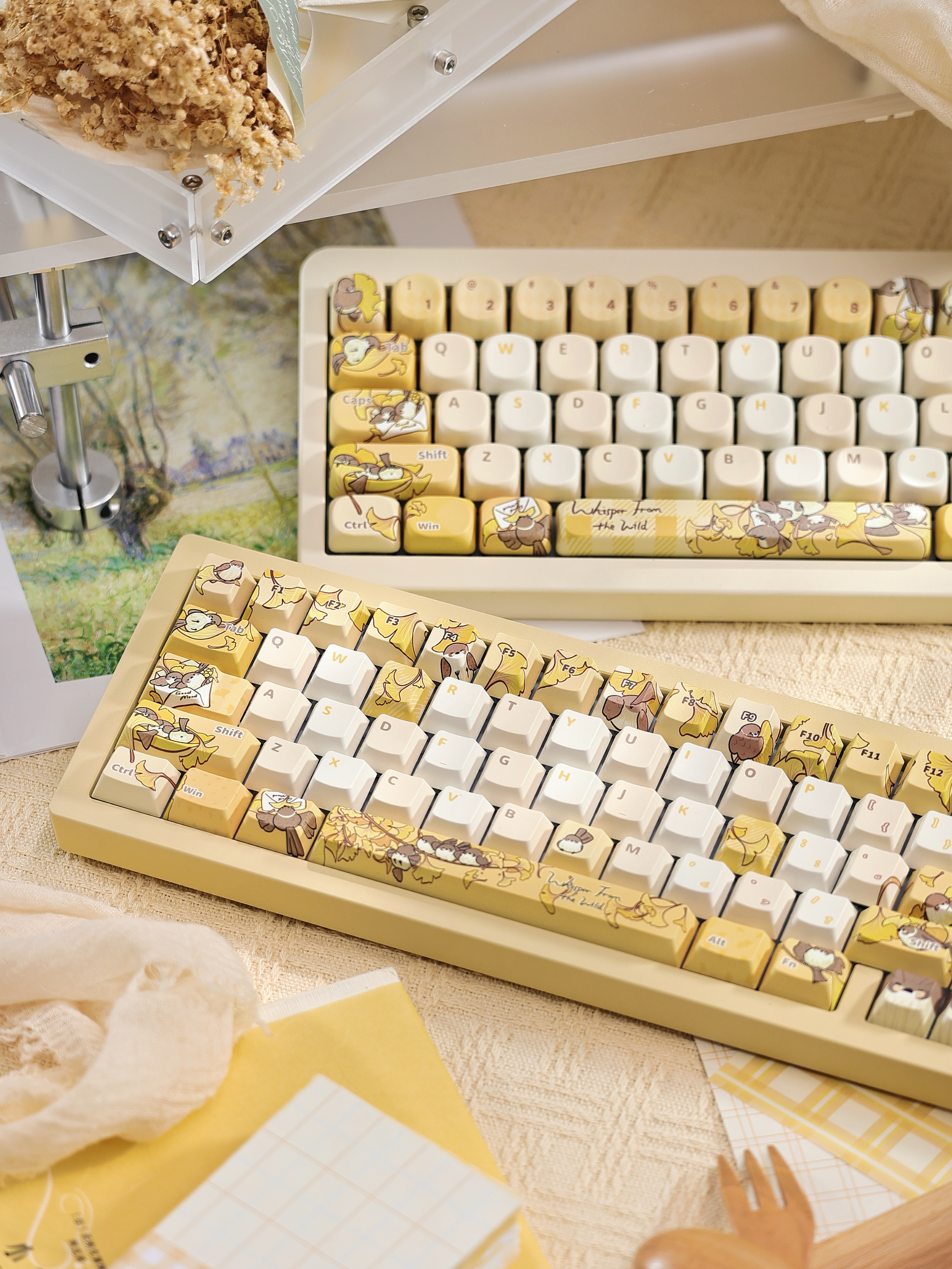 山野来信键帽肥啾小鸟原创可爱键帽原厂soa机械键盘键帽黄色秋冬