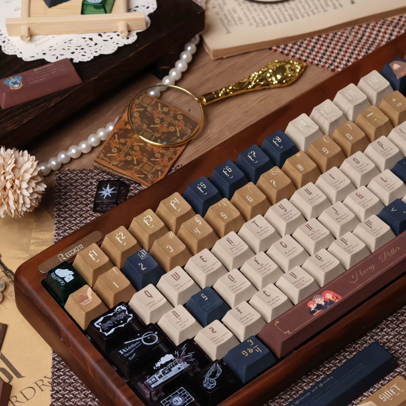 【全套键盘】霍格沃茨68键100键机械键盘胡桃木木坨坨三模连接