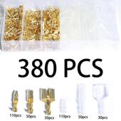 插片 适配跨境380PCS盒装 护套 插簧 冷压子弹头接线端 黄铜