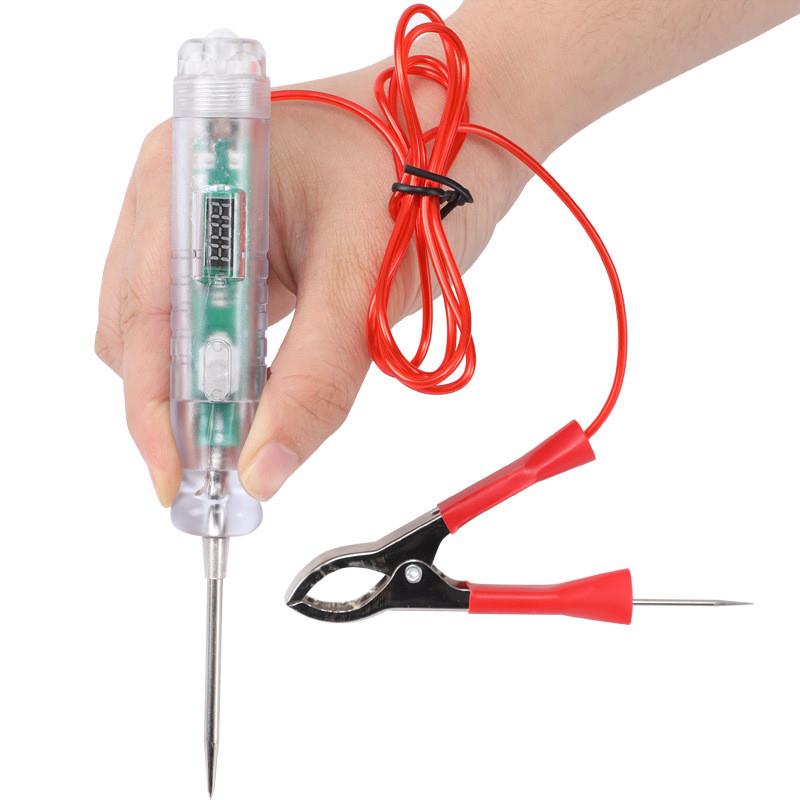 适配新网红数显试灯 汽车测电笔维修线路专用5-48v带按键开关四灯