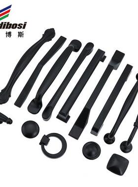 厂家直销实心单孔抽屉柜门拉手简约美式黑色橱柜衣柜拉手五金配件