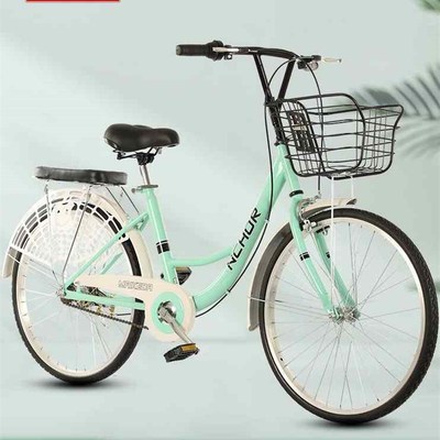 自行车女式轻便实心胎学生成人女士上班代步城市通勤车单车免充气