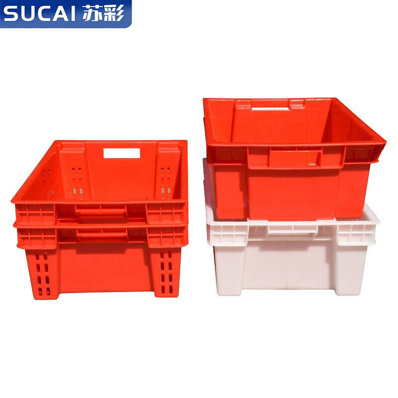 极速苏彩600错位筐冷库冻生肉框冷链运输配送镂空半封闭箩(205-C