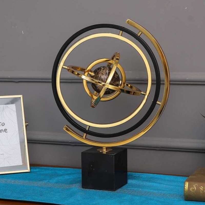 欧式大理石地球仪摆件样板房书房书桌客厅电视柜桌面软装饰品摆设