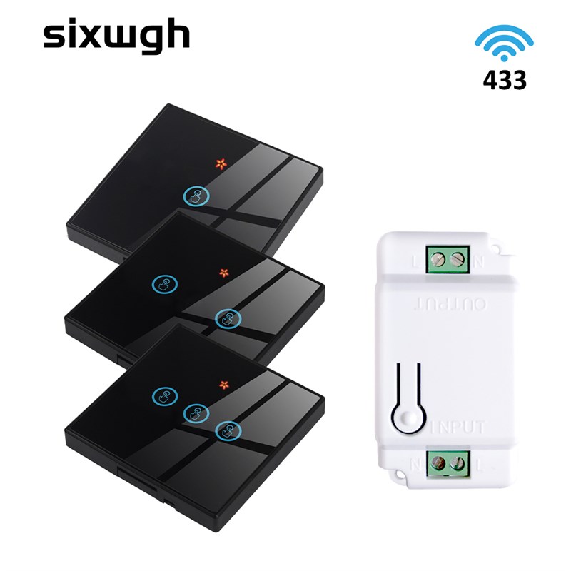 无线遥控开关面板家用22u0V智能单开双控触摸钢化玻璃随意贴开关