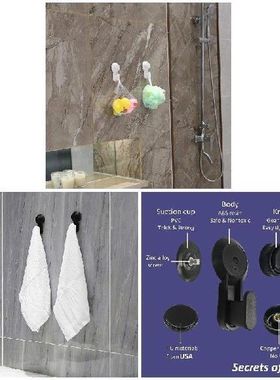 2Pcs Suction Cup Hooks Reusable Waterproof Utility Hooks