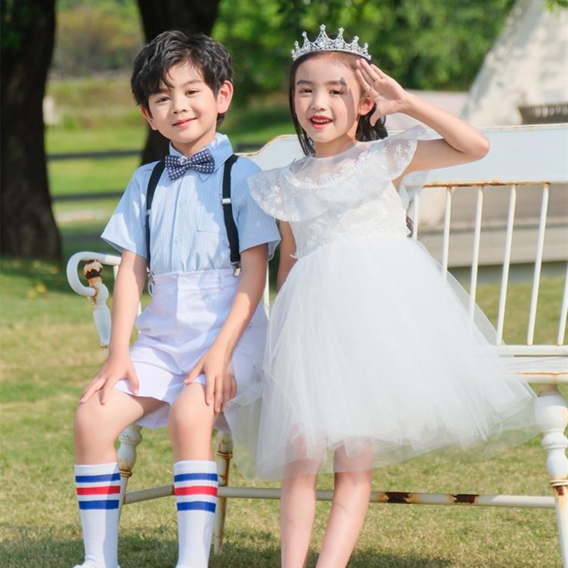 。六一儿童节主持人礼服大合唱团表演服装男女童舞蹈蓬蓬裙61小学