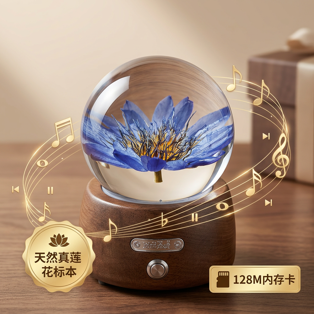 普行缘新品禅意播放莲花音响摆件