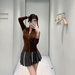 撞色条纹针织开衫 新款 BYBUY 女2025秋季 毛衣外套 休闲修身 显瘦短款