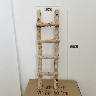 现货新款木质梯子摆件自然角幼儿园植物角户外装饰微景观别墅庭院