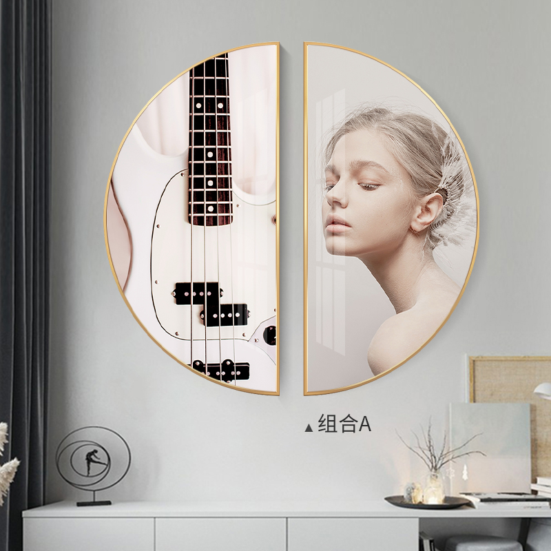 现货北欧简约抽象装饰画半圆形组合轻奢挂画个性圆形时尚走廊酒店图片