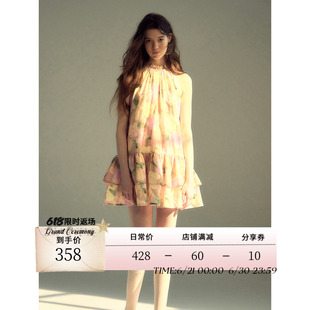 现货RECIT设计 漫花疏影 挂脖连衣裙蝴蝶结多巴胺孩蓬蓬蛋糕裙