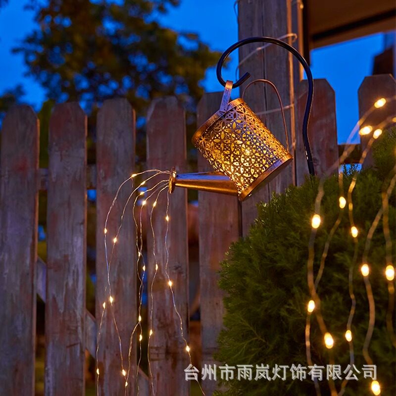 镂空铁艺太阳能庭院投影灯户外庭院防水花园插地草坪景观水壶灯