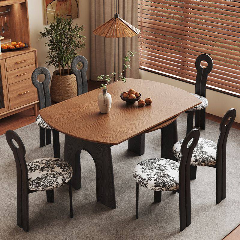 古风实木餐桌椅餐桌法式组合岩板现代美式小户型简约家用复古饭桌