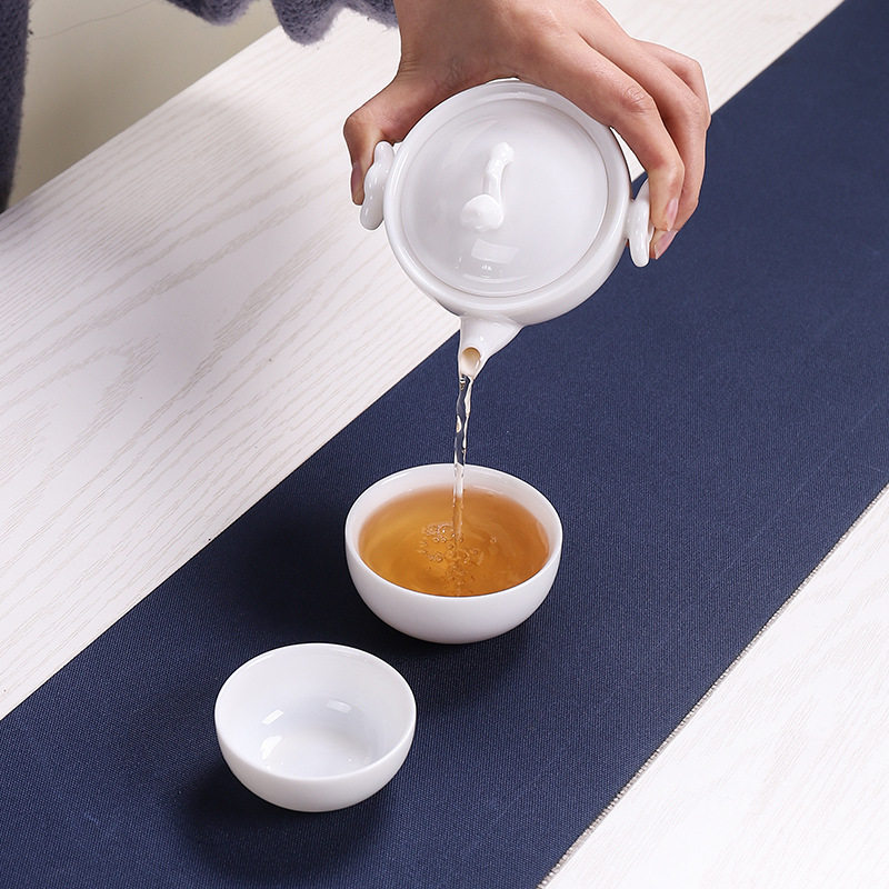 旅行便携茶具套装白瓷玉瓷快客杯子车载家用旅行户外办公一壶二杯