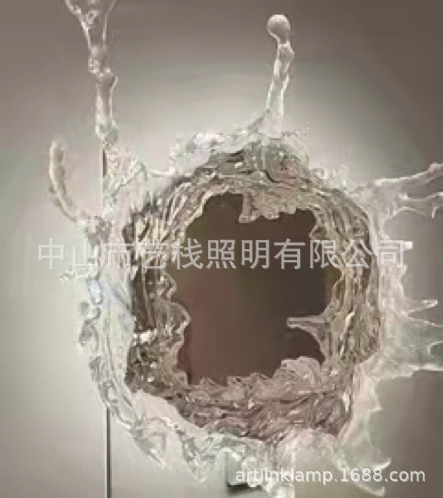 铂晶艺术瑞水之镜客厅壁灯玄关装饰水花梳妆镜子灯酒店别墅氛围灯