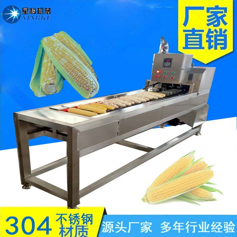 可调速鲜食玉米切段机 不锈钢蔬果切头去尾机 玉米棒切割流水线