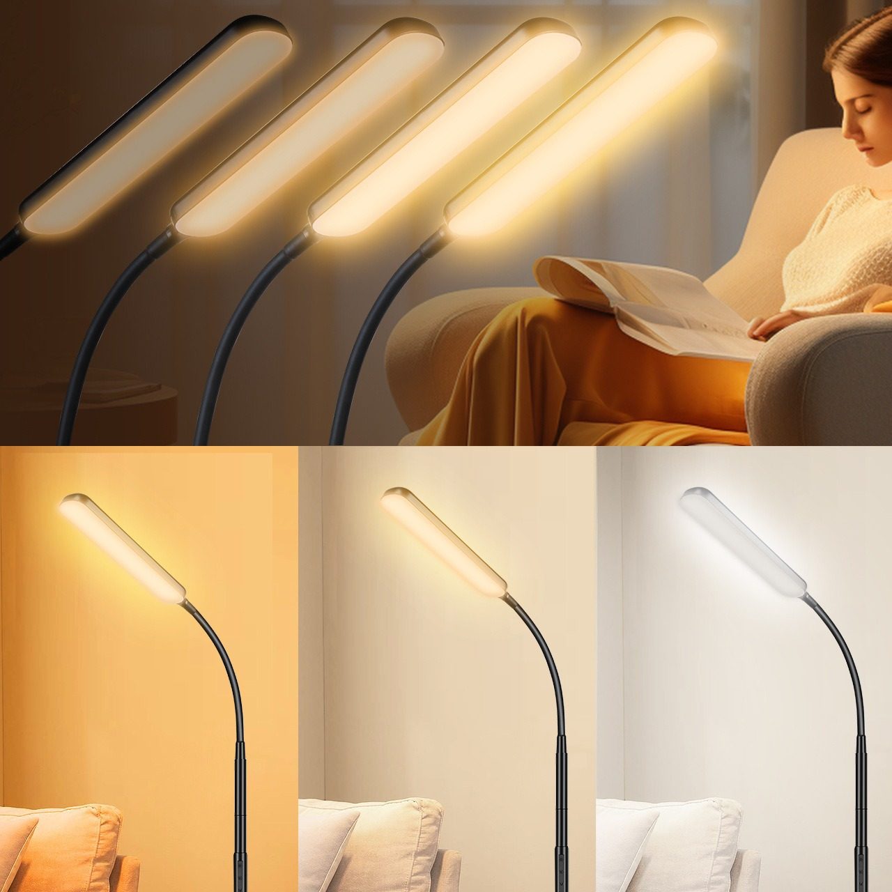 跨境电商led落地灯简约网红墙角夜灯阅读客厅卧室摇控三色立式护