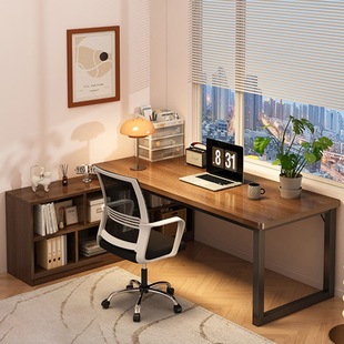 电脑桌转角书桌书架一体桌书桌学生家用写字桌办公桌卧室L型