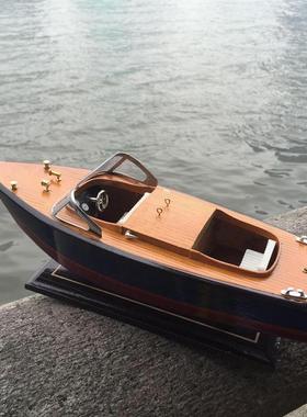 木制快艇游艇模型工艺船装饰品办公室摆件一帆风顺礼品