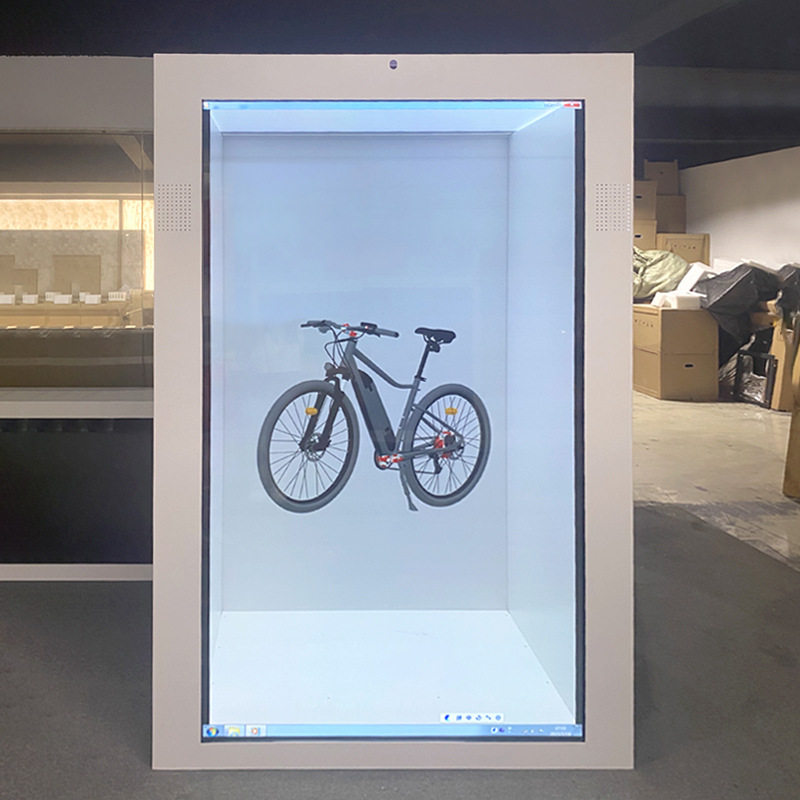 液晶透明屏展示柜55寸65寸3D触摸数字人投影柜智能广告机触摸屏