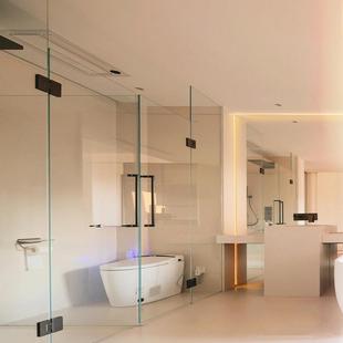 极简无边框淋浴房T字型玻璃平开门隔断卫生间干湿分离浴室下沉式