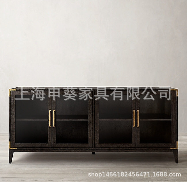 美式复古轻奢实木收纳餐边柜