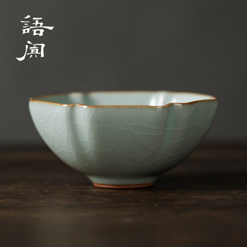 台湾丰子汝窑主人杯汝瓷可养茶杯陶瓷茶具复古单杯手工品茗杯家用