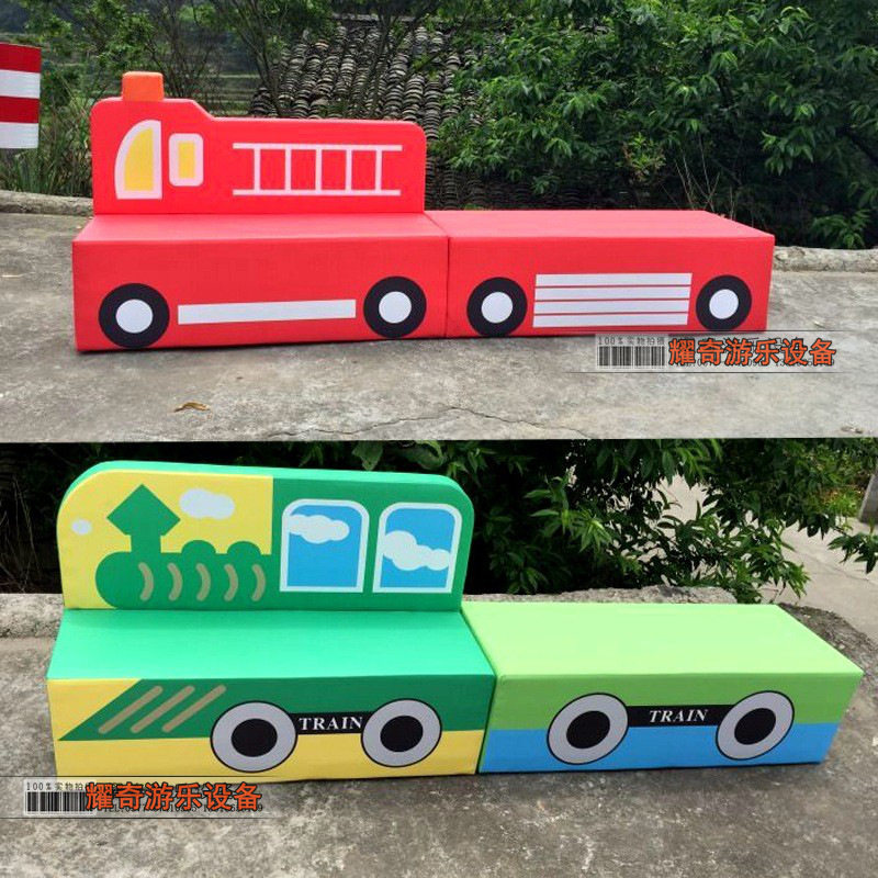 火车儿童沙发.幼儿园 儿童小沙发.软包软体沙发.长条椅子长条沙发